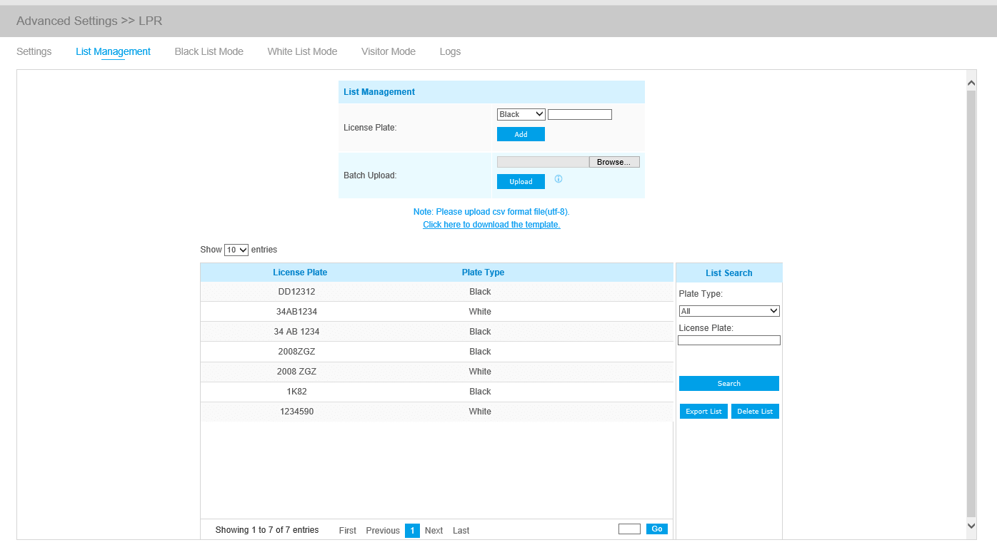 LPR List Management